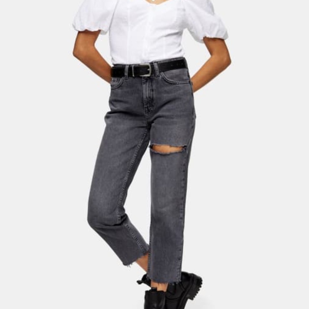 NEVER WORN! Topshop Raw Hem Straight Leg Jean